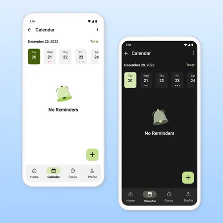 Planndu app screenshot of green theme