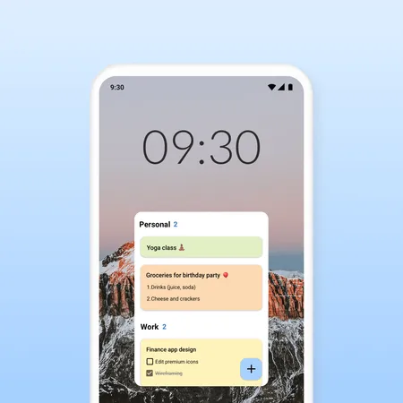 Planndu app screenshot of widget