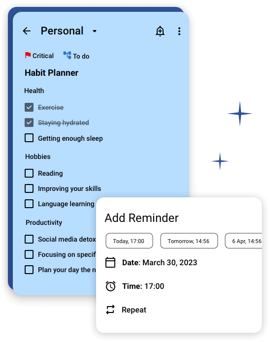 mobile app to set reminders and deadlines