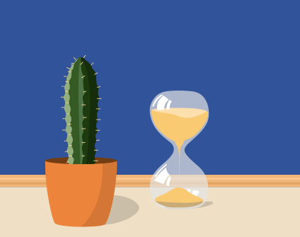 Hourglass with cactus