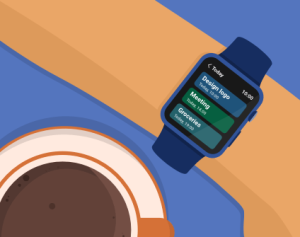 Hand with a smartwatch with tasks